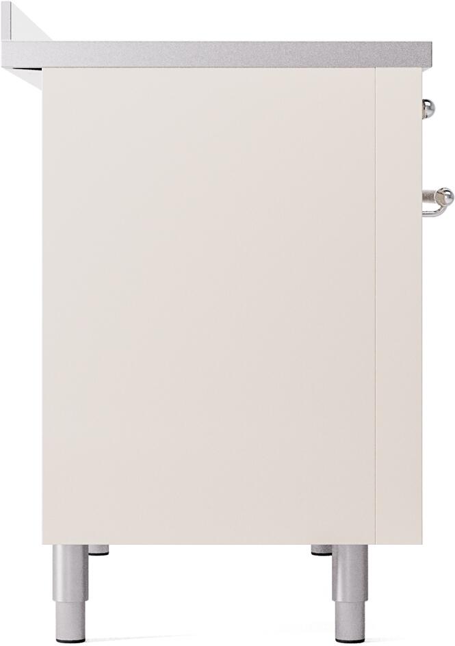 Ilve UPI486NMPAWC Nostalgie Ii 48 Inch Electric Freestanding Range In Antique White With Chrome Trim