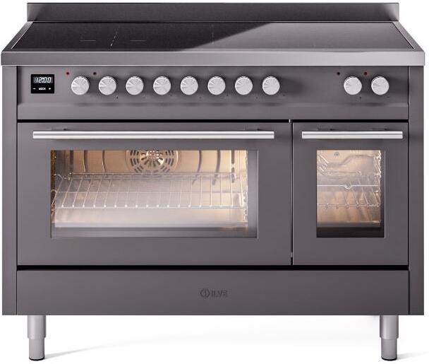 Ilve UPI486WMPMG Professional Plus Ii 48 Inch Electric Freestanding Range In Matte Graphite With Trim