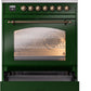 Ilve UP30NMPEGB Nostalgie Ii 30 Inch Dual Fuel Natural Gas Freestanding Range In Emerald Green With Bronze Trim