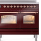 Ilve UPDI406NMPBUP Nostalgie Ii 40 Inch Electric Freestanding Range In Burgundy With Copper Trim