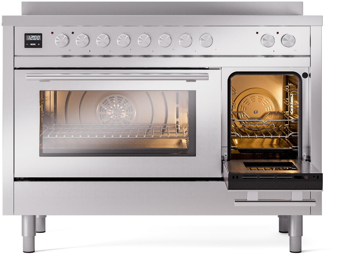 Ilve UPI486WMPSS Professional Plus Ii 48 Inch Electric Freestanding Range In Stainless Steel With Trim