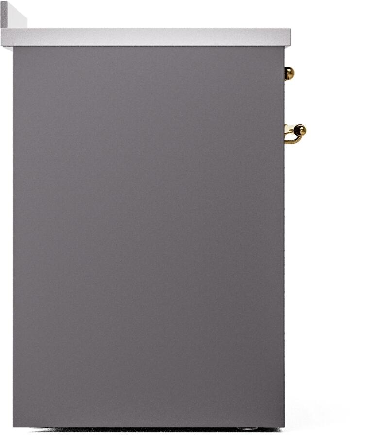 Ilve UPI304NMPMGG Nostalgie Ii 30 Inch Electric Freestanding Range In Matte Graphite With Brass Trim