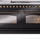 Ilve UP60FSNMPBKBLP Nostalgie Ii 60 Inch Dual Fuel Liquid Propane Freestanding Range In Glossy Black With Bronze Trim