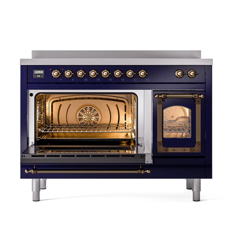 Ilve UNI486NMPMBB Ilve Uni486Nmpmbb Nostalgie Ii Noblesse 48" Induction Range (Triple Glass Door, Midnight Blue, Burnished)