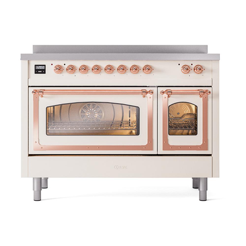 Ilve UNI486NMPAWP Ilve Uni486Nmpawp Nostalgie Ii Noblesse 48" Induction Range (Triple Glass Door, Antique White, Copper)