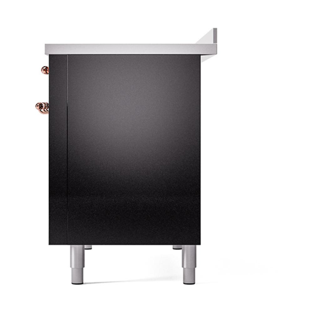 Ilve UNI486QNMPBKP Ilve Uni486Qnmpbkp Nostalgie Ii Noblesse 48" Induction Range (Solid Door, Glossy Black, Copper)