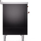 Ilve UPI486NMPBKP Nostalgie Ii 48 Inch Electric Freestanding Range In Glossy Black With Copper Trim