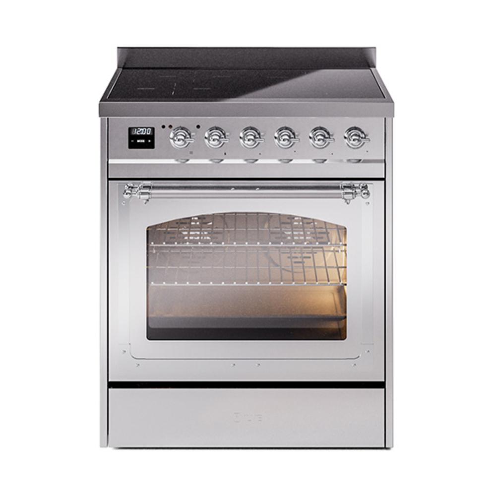 Ilve UNI304NMPSSC Ilve Uni304Nmpssc Nostalgie Ii Noblesse 30" Induction Range (Triple Glass Door, Stainless Steel, Chrome)