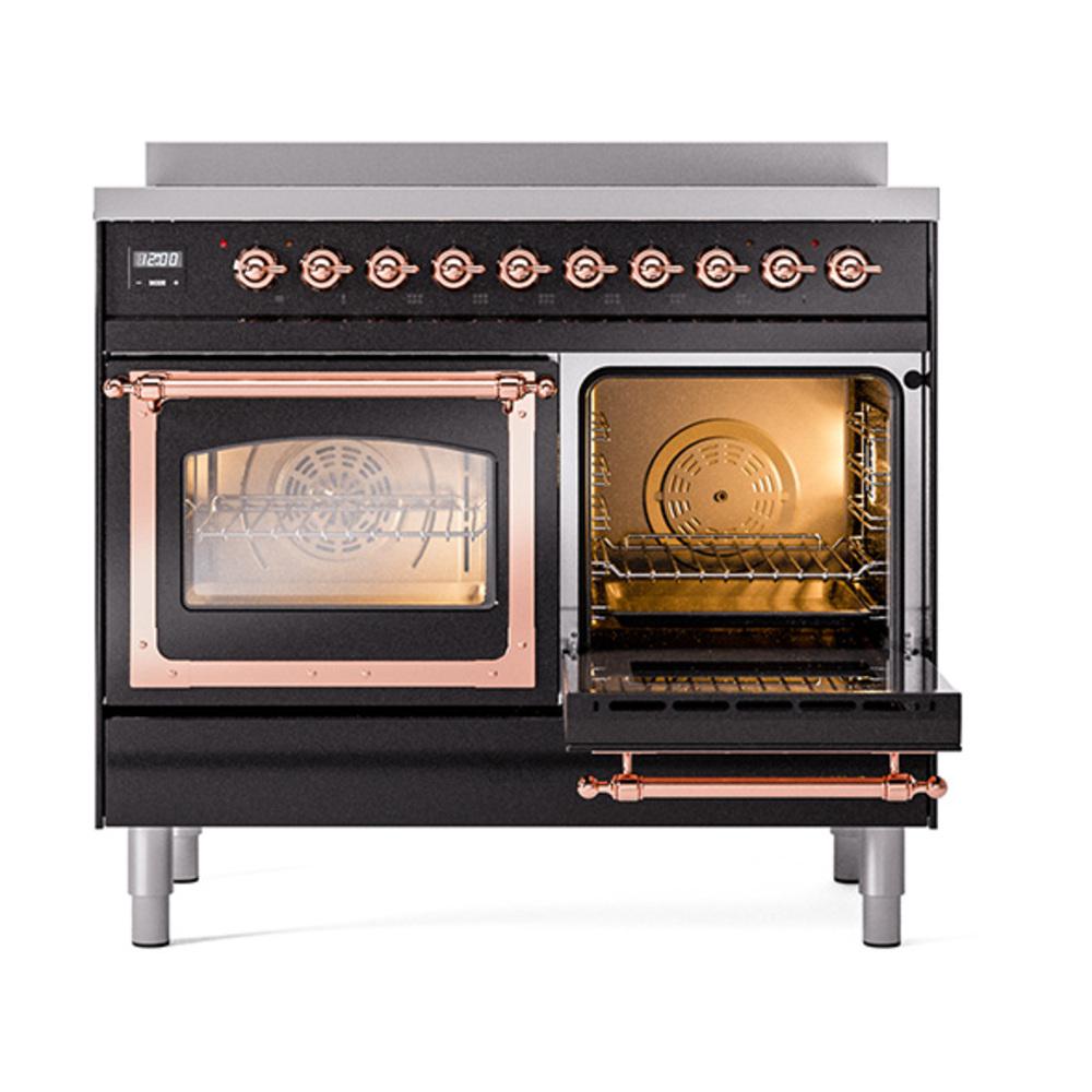 Ilve UNDI406NMPBKP Ilve Undi406Nmpbkp Nostalgie Ii Noblesse 40" Induction Range (Triple Glass Door, Glossy Black, Copper)