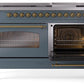 Ilve UP60FNMPBGG Nostalgie Ii 60 Inch Dual Fuel Natural Gas Freestanding Range In Blue Grey With Brass Trim