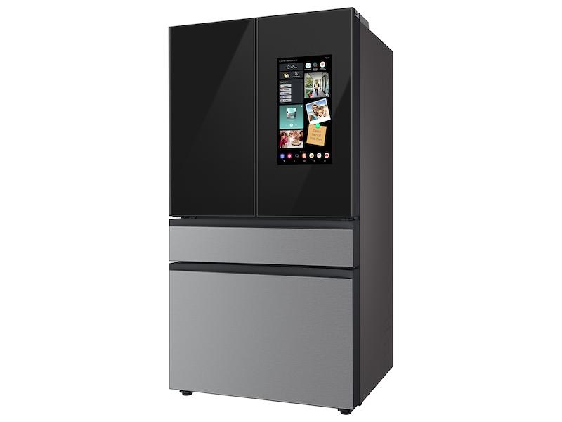 Samsung RF23BB8900QK Bespoke Counter Depth 4-Door French Door Refrigerator (23 Cu. Ft.) - In Charcoal Glass Top And Family Hub&#8482; Panels With Stainless Steel Middle And Bottom Panels