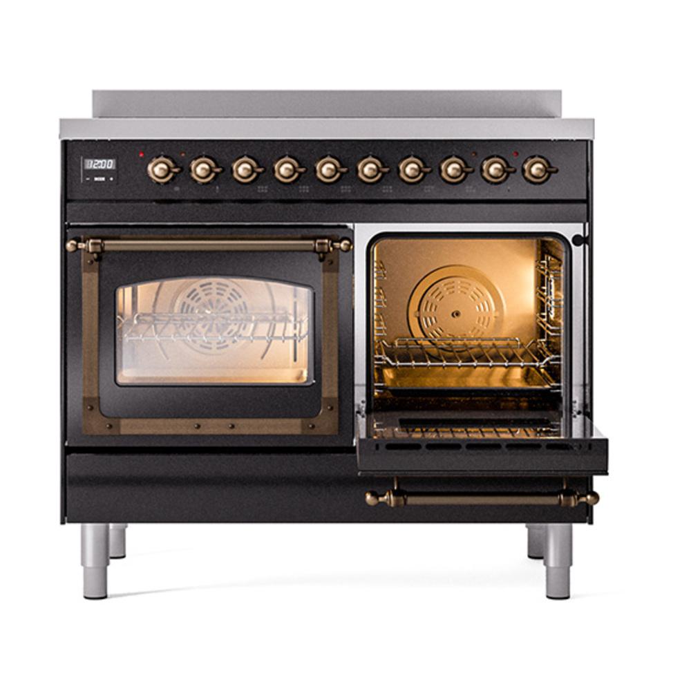 Ilve UNDI406NMPBKB Ilve Undi406Nmpbkb Nostalgie Ii Noblesse 40" Induction Range (Triple Glass Door, Glossy Black, Burnished)