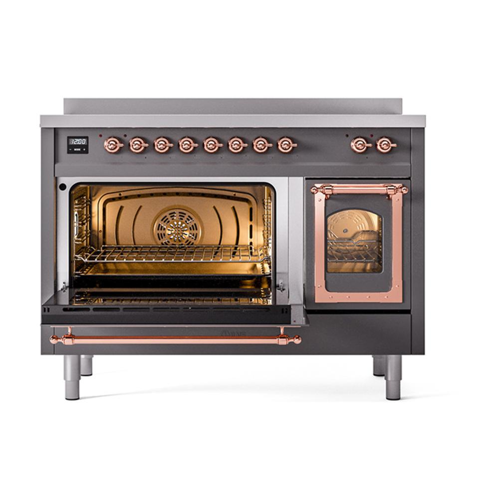 Ilve UNI486NMPMGP Ilve Uni486Nmpmgp Nostalgie Ii Noblesse 48" Induction Range (Triple Glass Door, Graphite Matte, Copper)