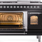 Ilve UP48FNMPBKCLP Nostalgie Ii 48 Inch Dual Fuel Liquid Propane Freestanding Range In Glossy Black With Chrome Trim