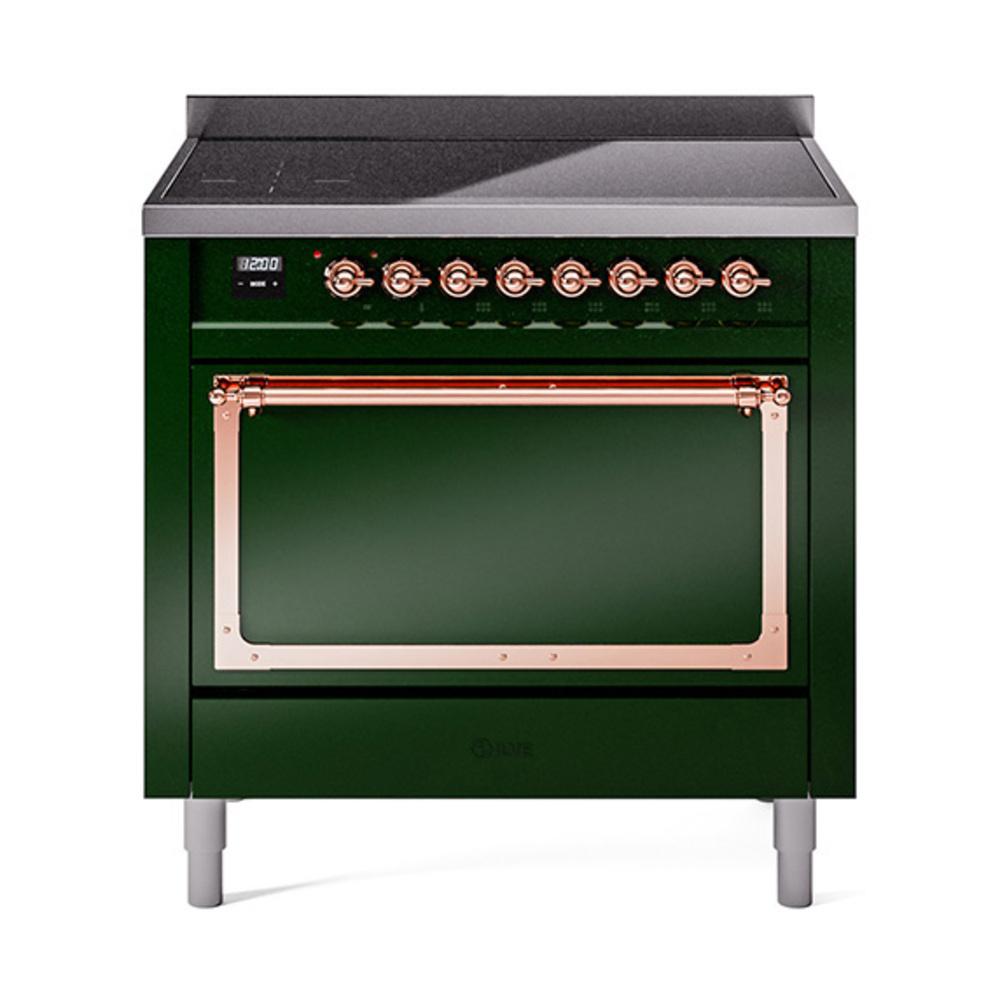 Ilve UNI366QNMPEGP Ilve Uni366Qnmpegp Nostalgie Ii Noblesse 36" Induction Range (Solid Door, Emerald Green, Copper)