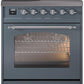 Ilve UPI304NMPBGC Nostalgie Ii 30 Inch Electric Freestanding Range In Blue Grey With Chrome Trim