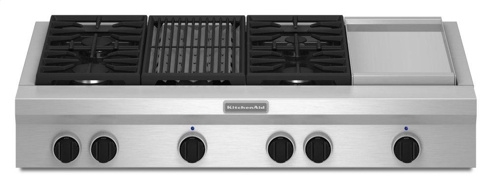 Kitchenaid KGCU484VSS 48-Inch 4 Burner Gas Rangetop, Commercial-Style - Stainless Steel