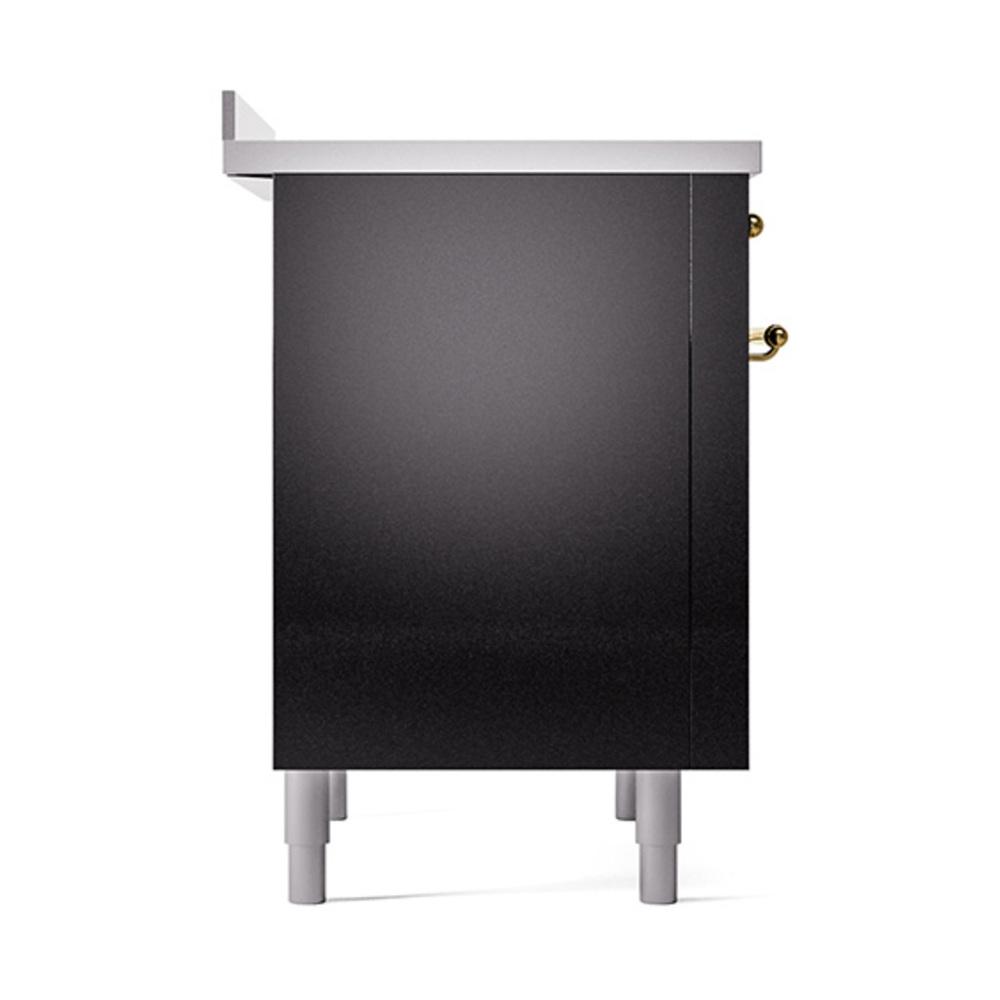 Ilve UNI366QNMPBKG Ilve Uni366Qnmpbkg Nostalgie Ii Noblesse 36" Induction Range (Solid Door, Glossy Black, Brass)