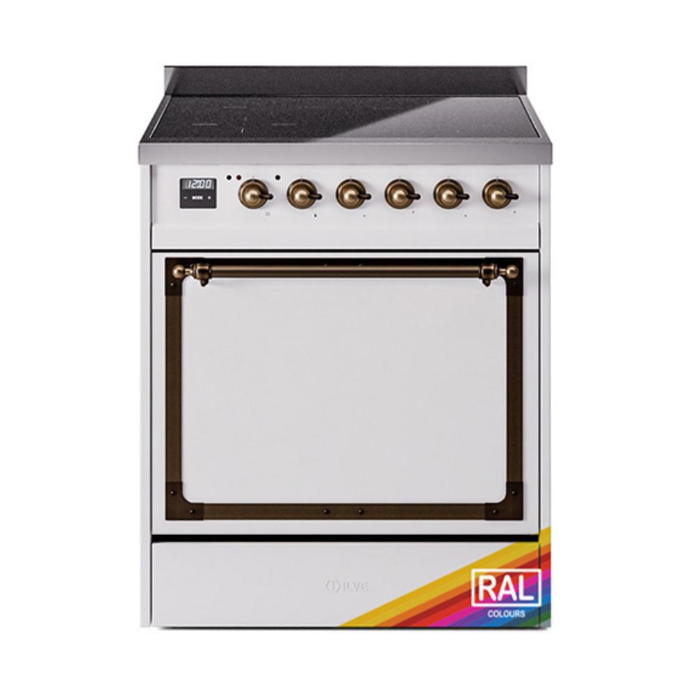 Ilve UNI304QNMPRAB Ilve Uni304Qnmprab Nostalgie Ii Noblesse 30" Induction Range (Solid Door, Ral, Burnished)