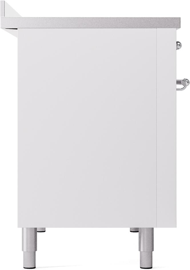 Ilve UPI486NMPWHC Nostalgie Ii 48 Inch Electric Freestanding Range In White With Chrome Trim