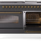 Ilve UP60FNMPMGG Nostalgie Ii 60 Inch Dual Fuel Natural Gas Freestanding Range In Matte Graphite With Brass Trim