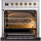 Ilve UPI304NMPSSG Nostalgie Ii 30 Inch Electric Freestanding Range In Stainless Steel With Brass Trim