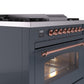 Ilve UP36FNMPBGPLP Nostalgie Ii 36 Inch Dual Fuel Liquid Propane Freestanding Range In Blue Grey With Copper Trim