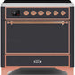 Ilve UMI09QNS3MGP Majestic Ii 36 Inch Electric Freestanding Range In Matte Graphite With Copper Trim