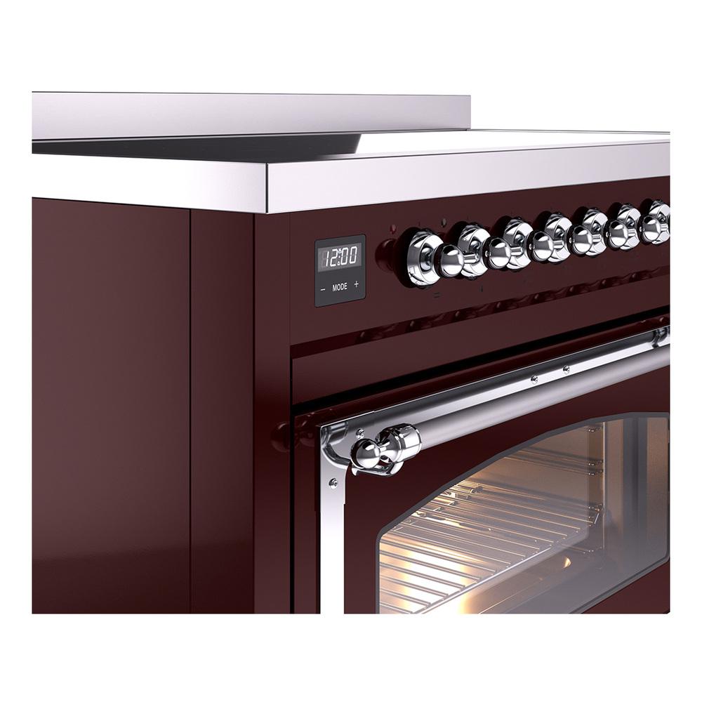 Ilve UNI486NMPBUC Ilve Uni486Nmpbuc Nostalgie Ii Noblesse 48" Induction Range (Triple Glass Door, Burgundy, Chrome)