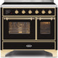 Ilve UMDI10NS3BKG Majestic Ii 40 Inch Electric Freestanding Range In Glossy Black With Brass Trim