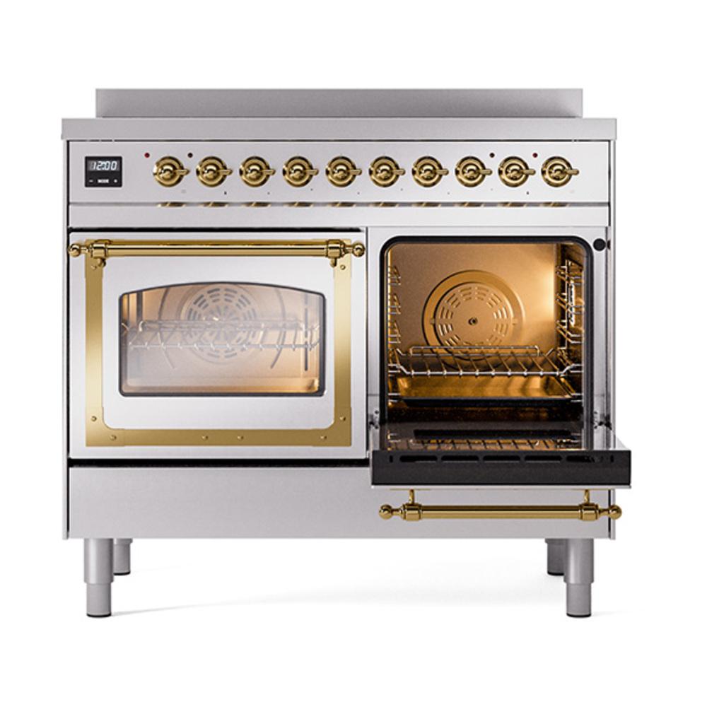 Ilve UNDI406NMPSSG Ilve Undi406Nmpssg Nostalgie Ii Noblesse 40" Induction Range (Triple Glass Door, Stainless Steel, Brass)