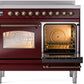 Ilve UPDI406NMPBUB Nostalgie Ii 40 Inch Electric Freestanding Range In Burgundy With Bronze Trim