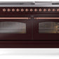 Ilve UP60FNMPBUP Nostalgie Ii 60 Inch Dual Fuel Natural Gas Freestanding Range In Burgundy With Copper Trim