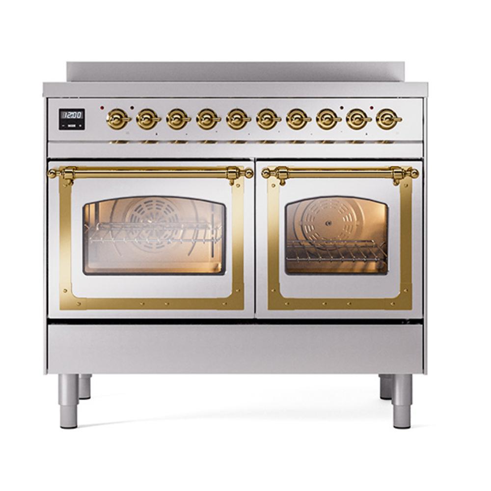 Ilve UNDI406NMPSSG Ilve Undi406Nmpssg Nostalgie Ii Noblesse 40" Induction Range (Triple Glass Door, Stainless Steel, Brass)