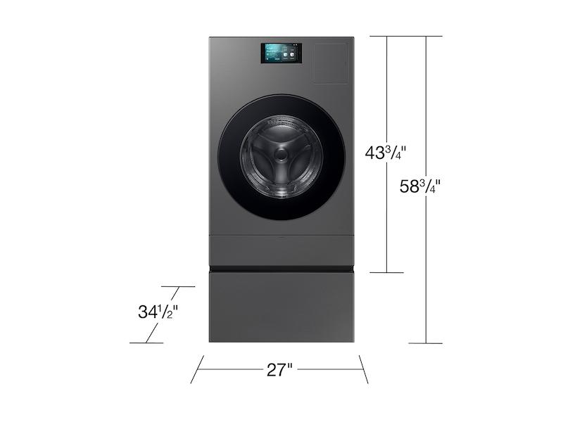 Samsung WE702NZ Bespoke Ai Laundry Combo&#8482; Pedestal With Storage Drawer In Dark Steel