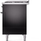 Ilve UP48FNMPBKC Nostalgie Ii 48 Inch Dual Fuel Natural Gas Freestanding Range In Glossy Black With Chrome Trim