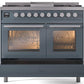 Ilve UPD40FWMPBGLP Professional Plus Ii 40 Inch Dual Fuel Liquid Propane Freestanding Range In Blue Grey With Trim