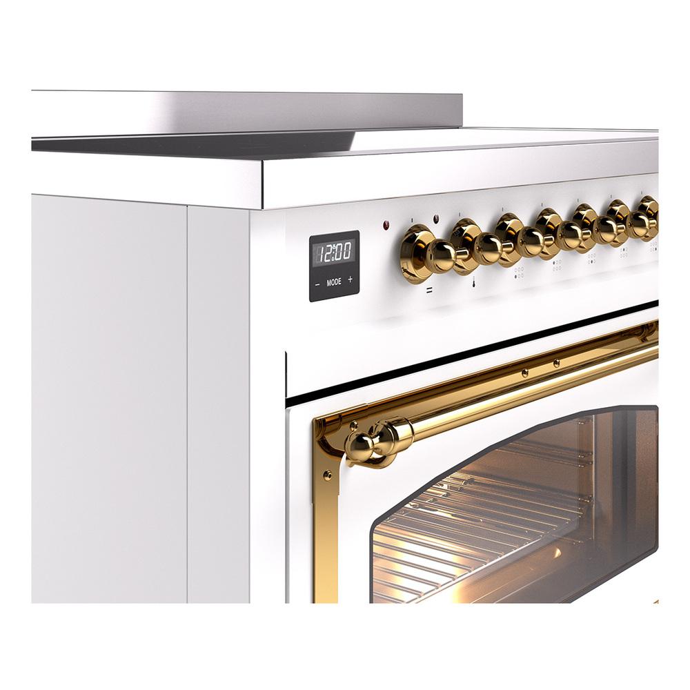 Ilve UNI486NMPWHG Ilve Uni486Nmpwhg Nostalgie Ii Noblesse 48" Induction Range (Triple Glass Door, White, Brass)