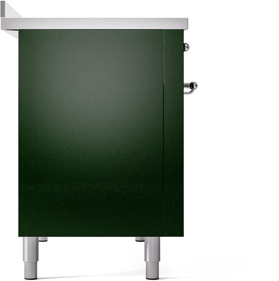 Ilve UPI486NMPEGC Nostalgie Ii 48 Inch Electric Freestanding Range In Emerald Green With Chrome Trim