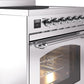 Ilve UPI304NMPSSC Nostalgie Ii 30 Inch Electric Freestanding Range In Stainless Steel With Chrome Trim