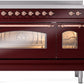 Ilve UPI486NMPBUP Nostalgie Ii 48 Inch Electric Freestanding Range In Burgundy With Copper Trim