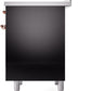 Ilve UPDI406NMPBKP Nostalgie Ii 40 Inch Electric Freestanding Range In Glossy Black With Copper Trim