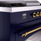 Ilve UP60FSNMPMBGLP Nostalgie Ii 60 Inch Dual Fuel Liquid Propane Freestanding Range In Blue With Brass Trim