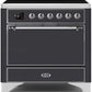 Ilve UMI09QNS3MGC Majestic Ii 36 Inch Electric Freestanding Range In Matte Graphite With Chrome Trim