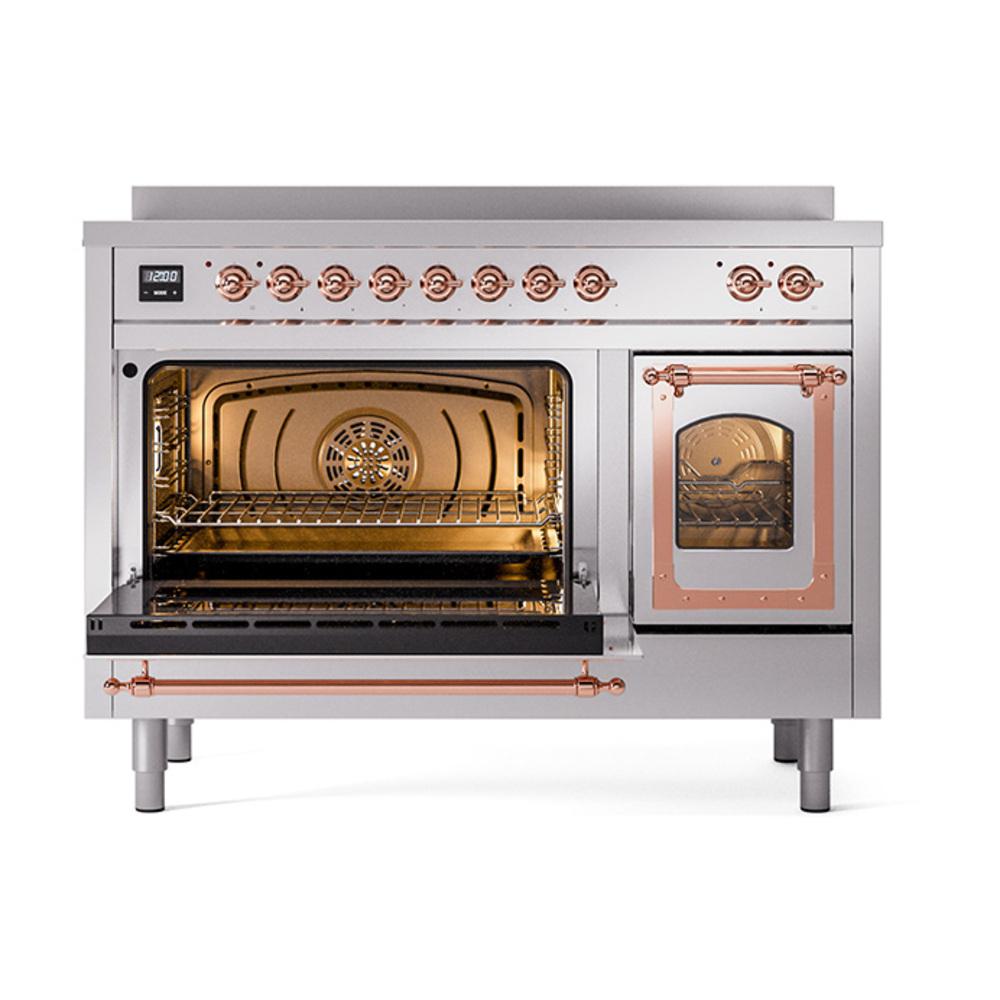 Ilve UNI486NMPSSP Ilve Uni486Nmpssp Nostalgie Ii Noblesse 48" Induction Range (Triple Glass Door, Stainless Steel, Copper)