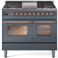 Ilve UPD40FNMPBGP Nostalgie Ii 40 Inch Dual Fuel Natural Gas Freestanding Range In Blue Grey With Copper Trim