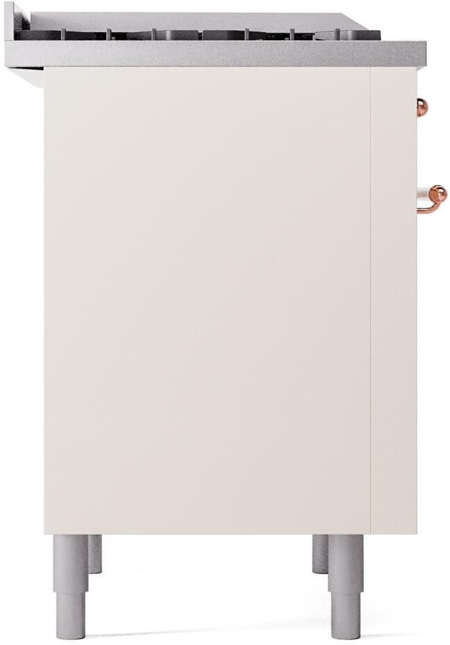 Ilve UP36FNMPAWPLP Nostalgie Ii 36 Inch Dual Fuel Liquid Propane Freestanding Range In Antique White With Copper Trim