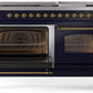 Ilve UP60FNMPMBG Nostalgie Ii 60 Inch Dual Fuel Natural Gas Freestanding Range In Blue With Brass Trim