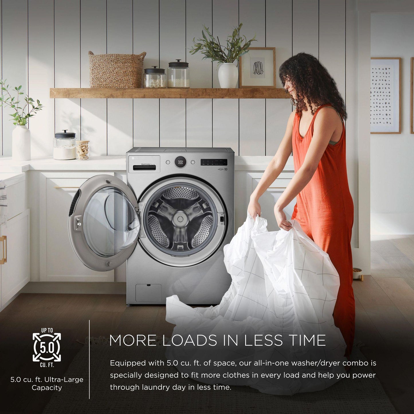 Lg WM6998HVA Ventless Washer/Dryer Combo Lg Washcombo&#8482; All-In-One 5.0 Cu. Ft. Mega Capacity With Inverter Heatpump&#8482; Technology And Direct Drive Motor