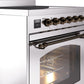 Ilve UPI304NMPSSB Nostalgie Ii 30 Inch Electric Freestanding Range In Stainless Steel With Bronze Trim